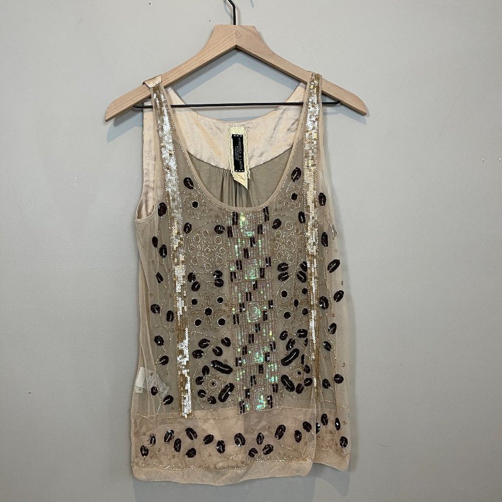 Anthropologie Beaded Sequin Tank Top Size S